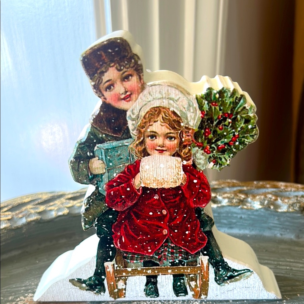 Vintage Look Holiday Figure with Red and Green Accents